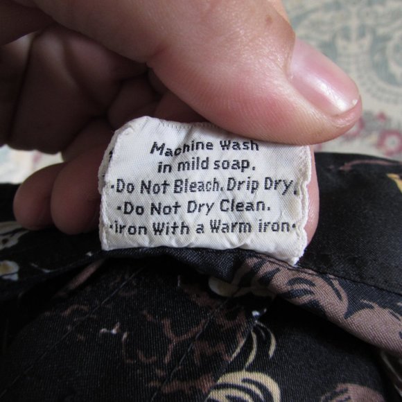 VINTAGE 1970s Black Polyester Volcano Button Down Shirt - Picture 6 of 7